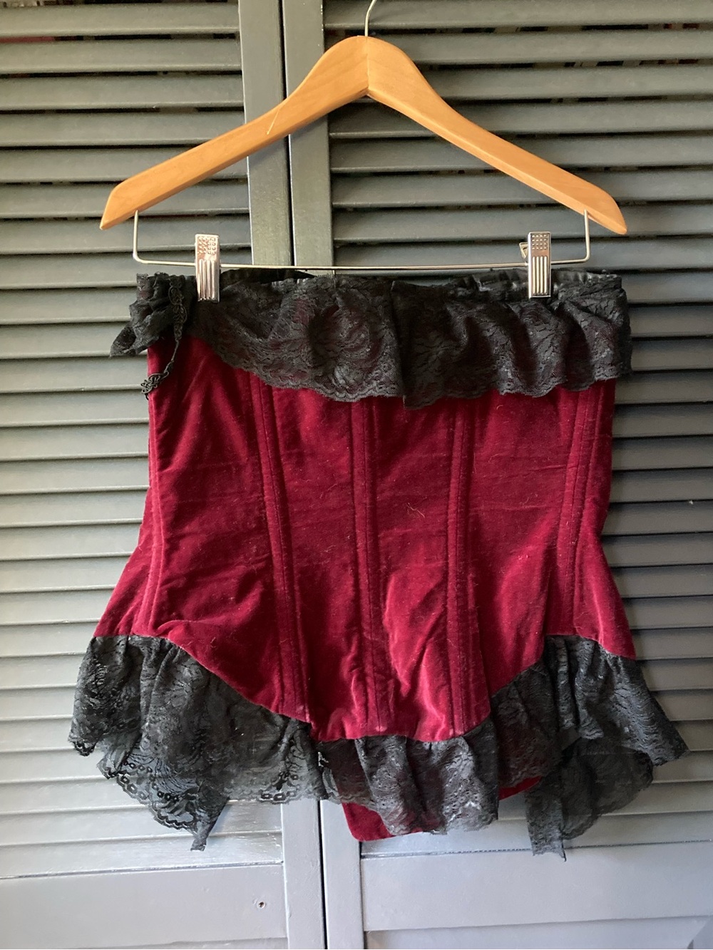 Vintage Velvet Lace-Trim Corset Waist Cincher
